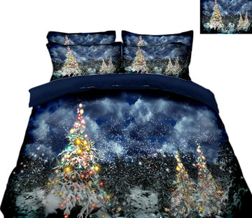 3D Snow Christmas Tree 45058 Christmas Quilt Duvet Cover Xmas Bed Pillowcases