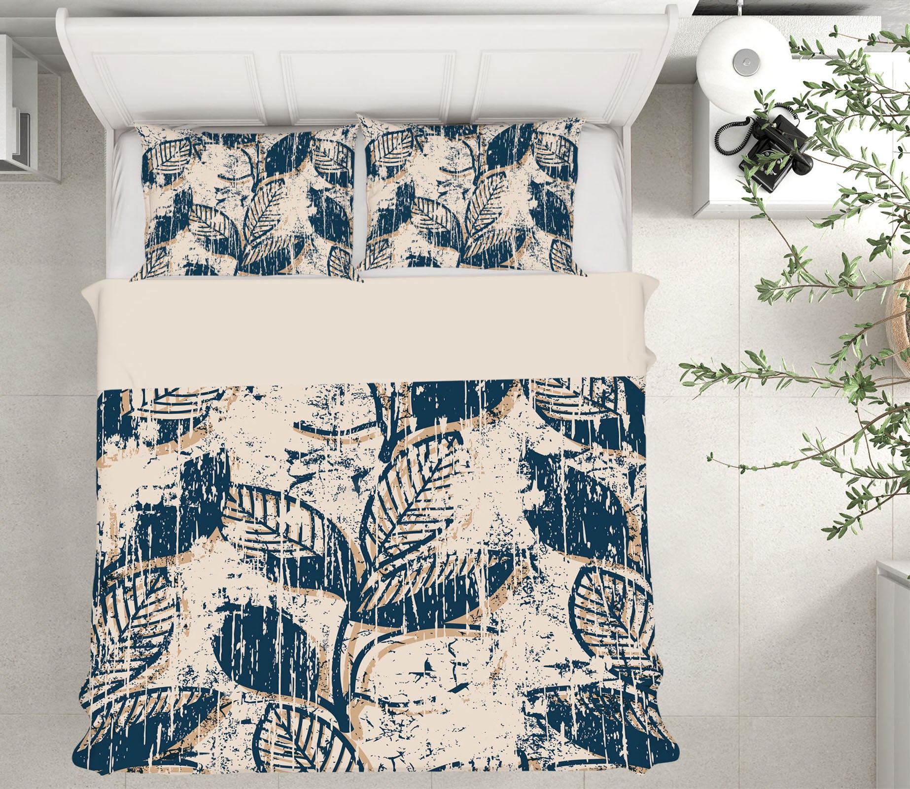 3D Black Leaves 61081 Bed Pillowcases Quilt