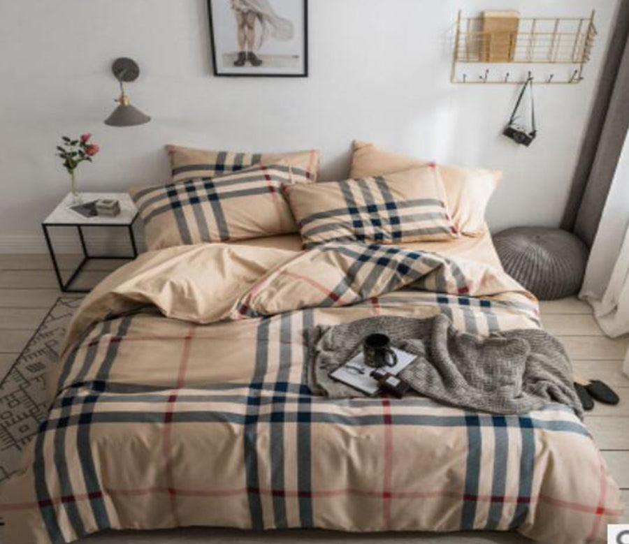 3D Brown Plaid 15083 Bed Pillowcases Quilt