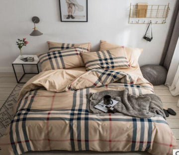 3D Brown Plaid 15083 Bed Pillowcases Quilt