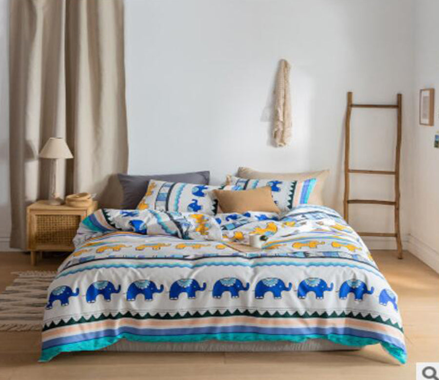 3D Blue Elephant Pattern 30051 Bed Pillowcases Quilt
