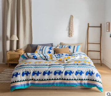 3D Blue Elephant Pattern 30051 Bed Pillowcases Quilt