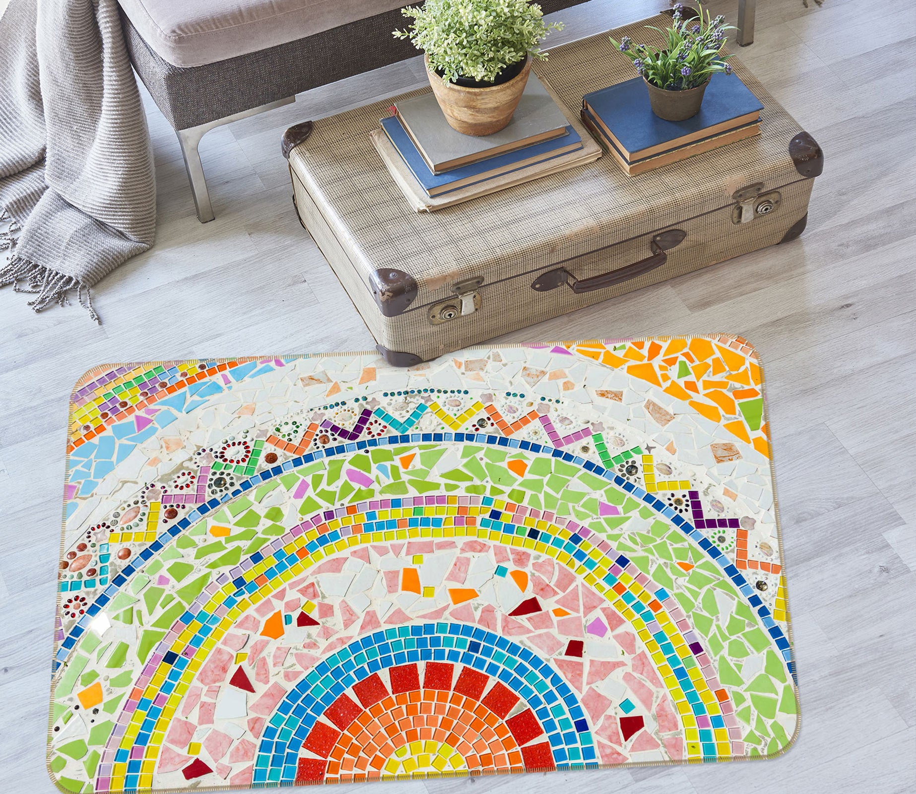 3D Semicircle Pattern 33018 Non Slip Rug Mat