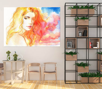 3D Blonde Woman 1054 Wall Sticker