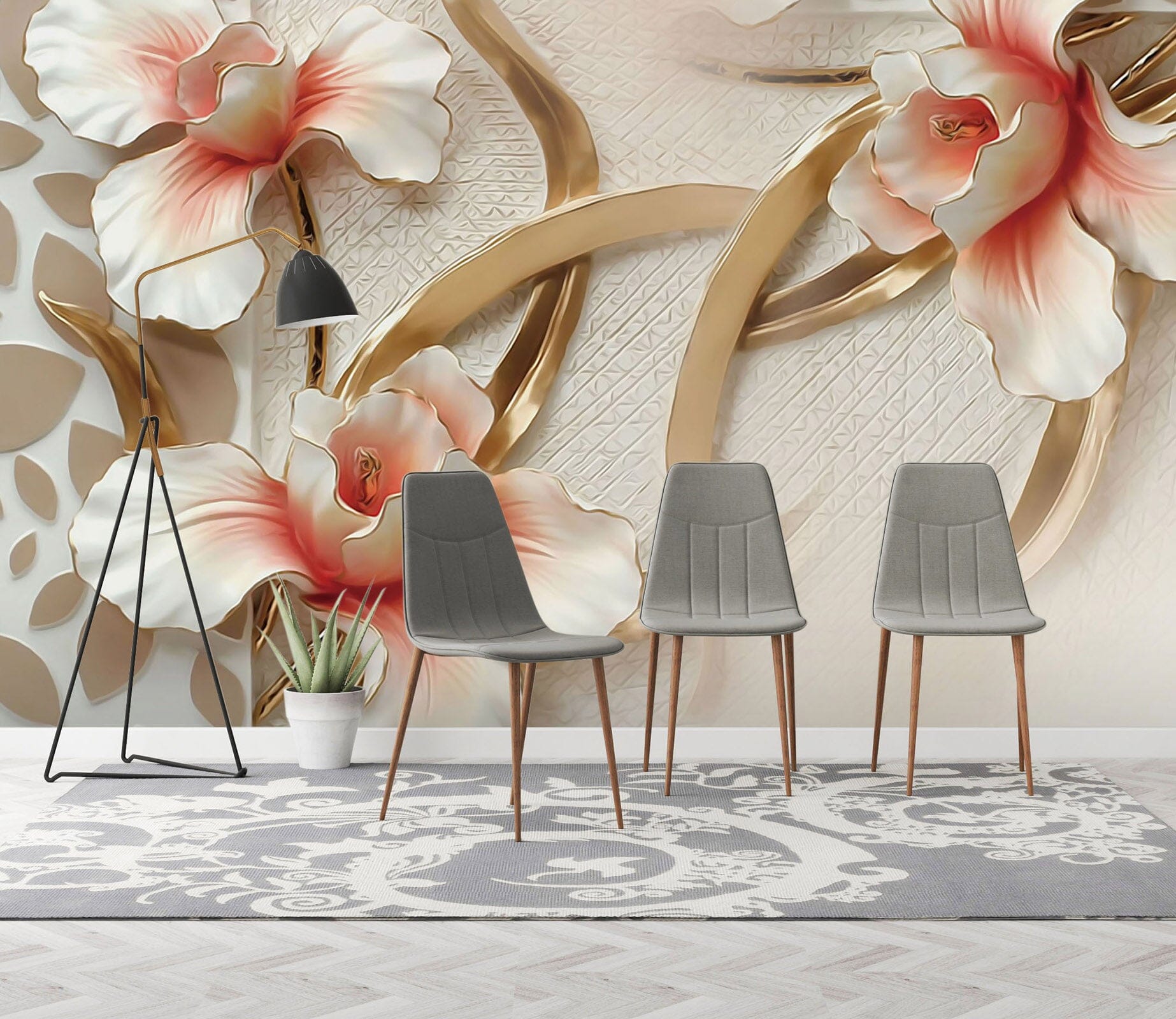 3D Embossed Flower 018 Wall Murals Wallpaper AJ Wallpaper 2 