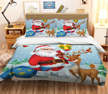 3D Santa Deer 45047 Christmas Quilt Duvet Cover Xmas Bed Pillowcases