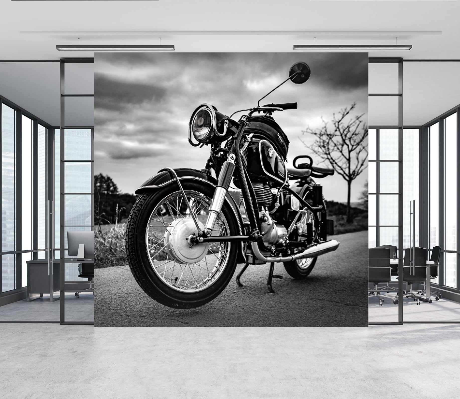 3D Black Motorcycle 275 Vehicle Wall Murals