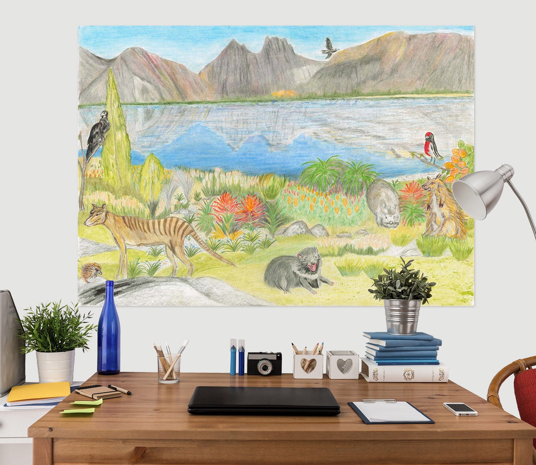 3D Valley Lake 015 Michael Sewell Wall Sticker Wallpaper AJ Wallpaper 2 