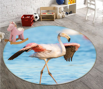 3D Flamingo 82217 Animal Round Non Slip Rug Mat