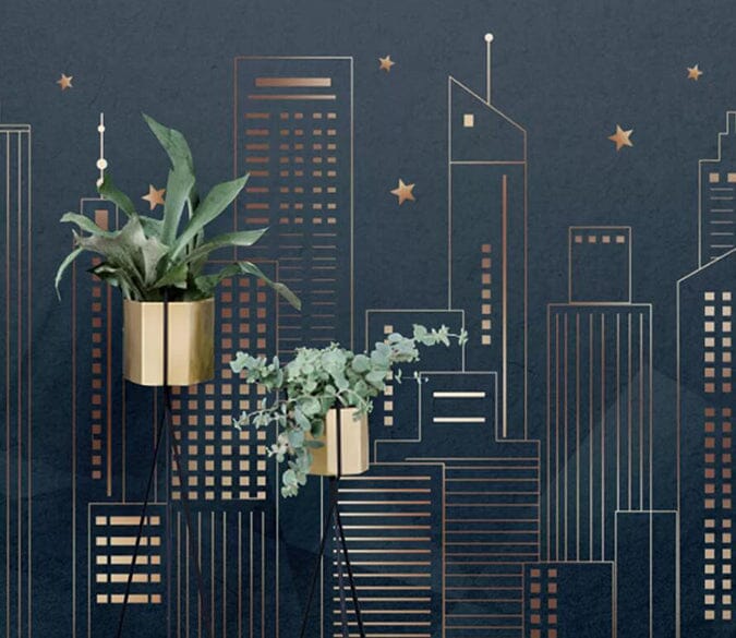 3D Golden Tall Building 2575 Wall Murals Wallpaper AJ Wallpaper 2 