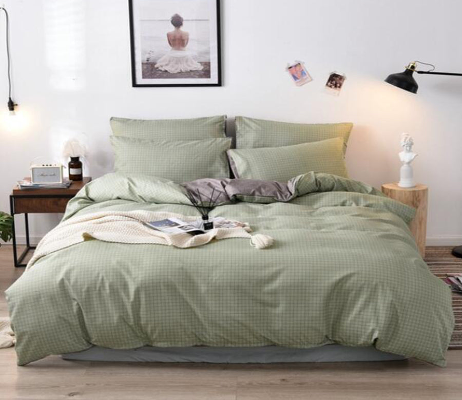 3D Green Grid 12025 Bed Pillowcases Quilt