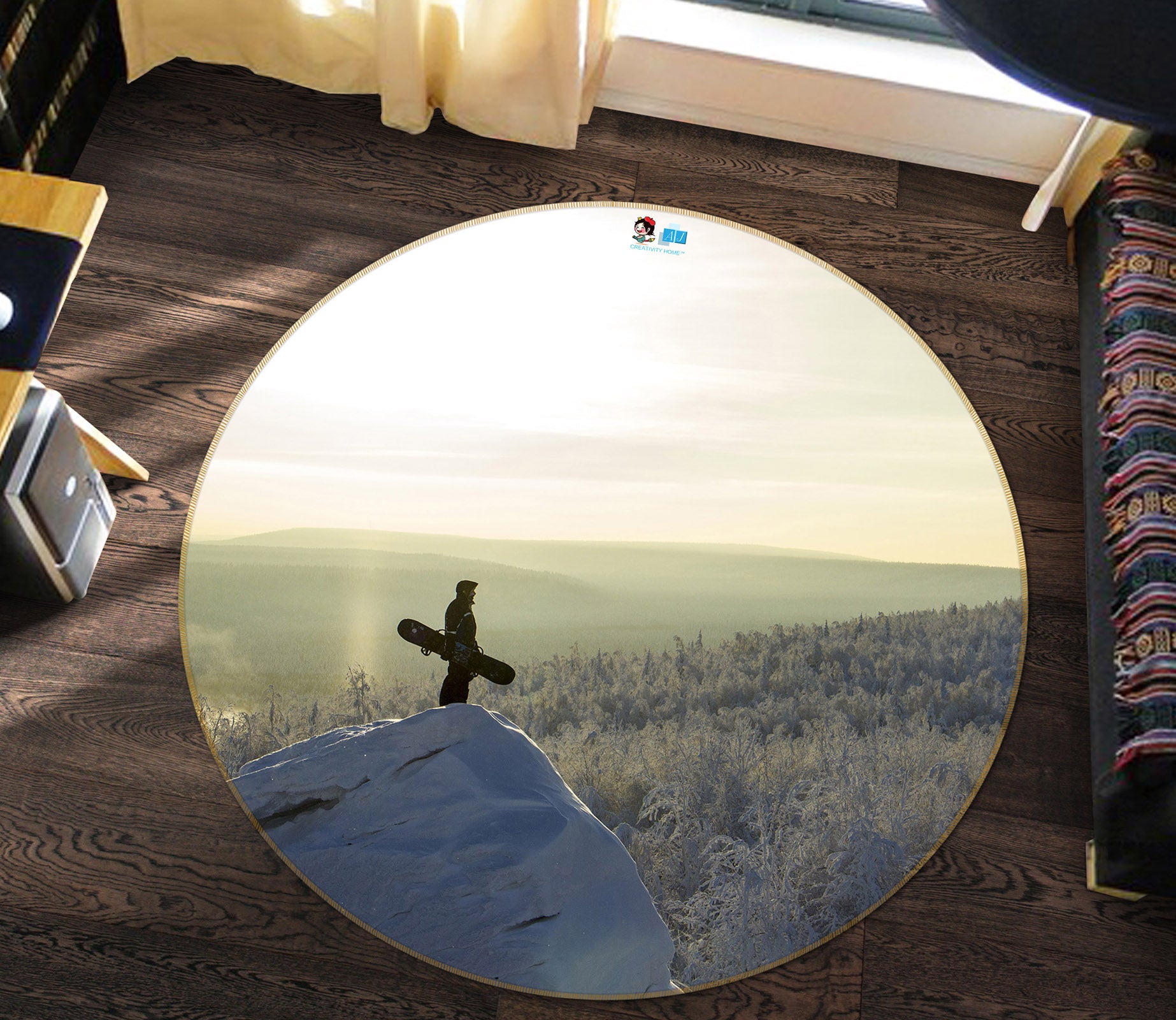3D Mountains 74177 Round Non Slip Rug Mat