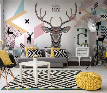 3D Totem Deer Head WC689 Wall Murals