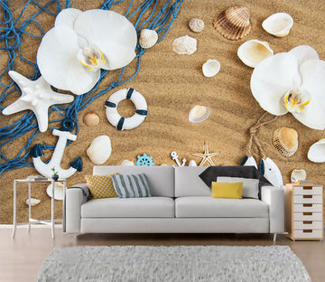 3D Beach Shells WC042 Wall Murals