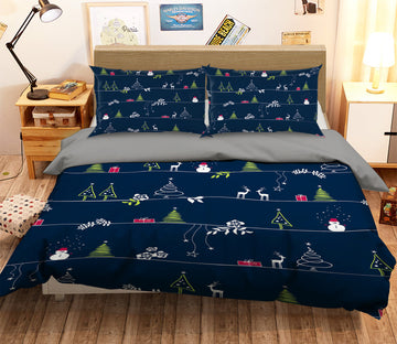 3D Christmas Tree Deer 45031 Christmas Quilt Duvet Cover Xmas Bed Pillowcases
