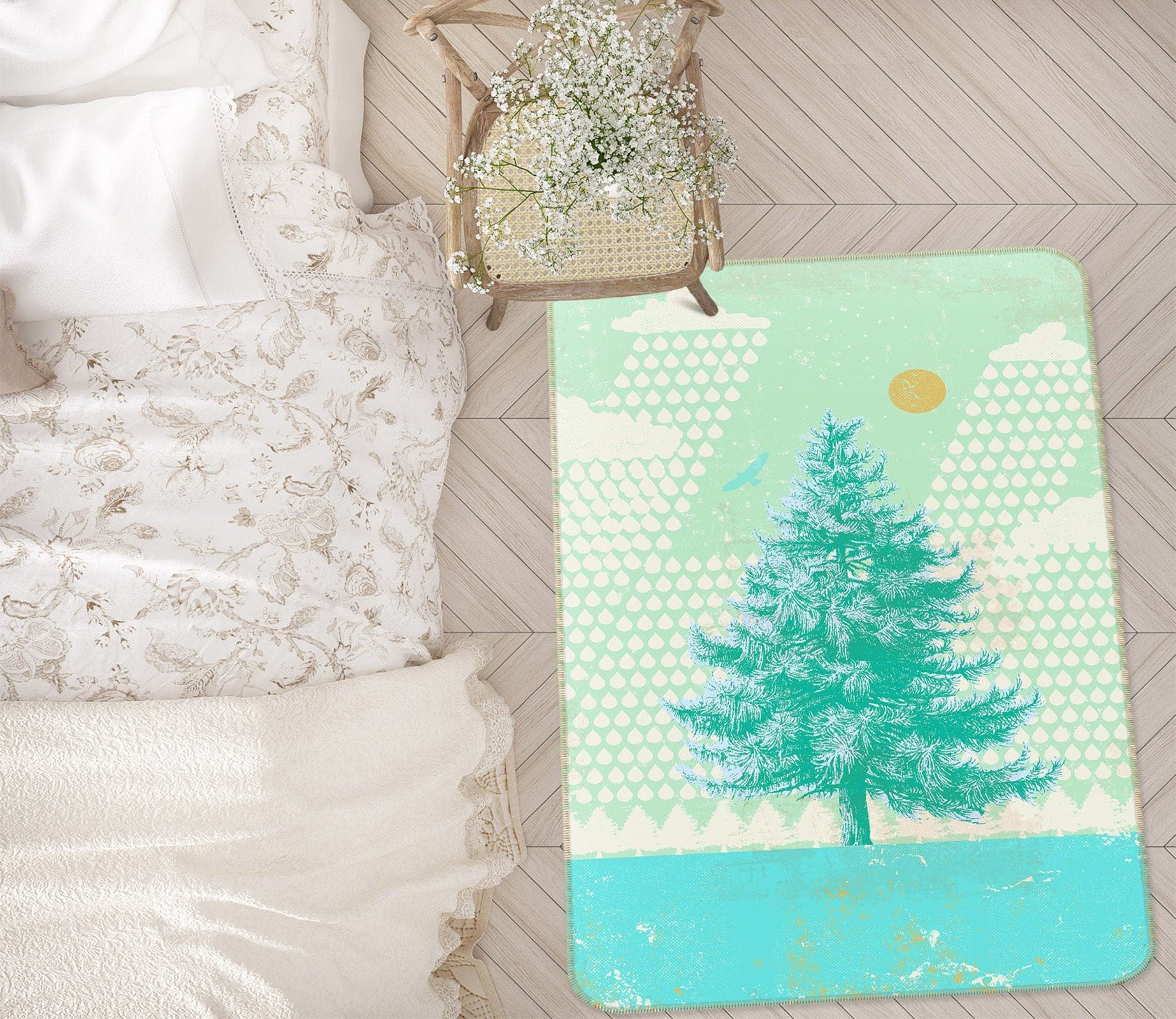 3D Blue Fir Tree 1016 Showdeer Rug Non Slip Rug Mat Mat AJ Creativity Home 