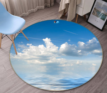 3D White Cloud Sky 72067 Round Non Slip Rug Mat