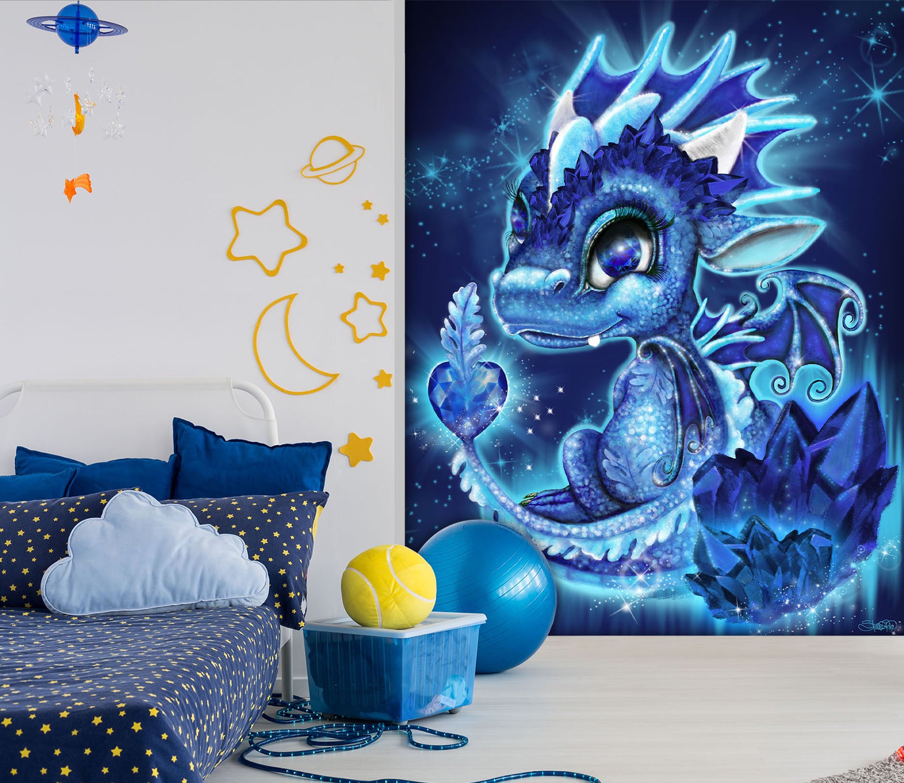 3D Blue Purple Dragon 8465 Sheena Pike Wall Mural Wall Murals
