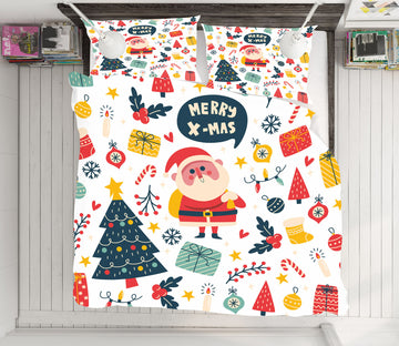 3D Santa Tree Gifts 59048 Bed Pillowcases Quilt