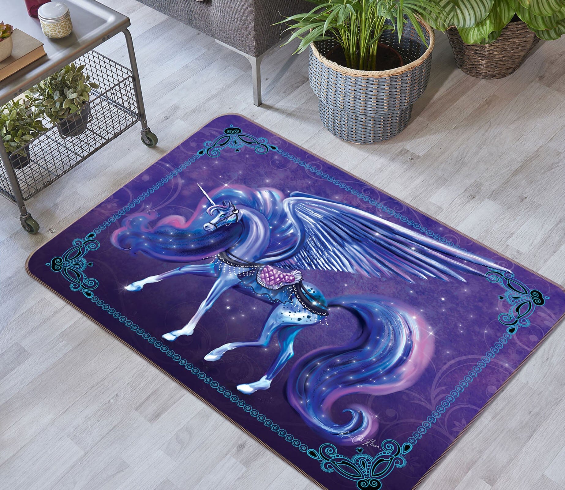 3D Forest Unicorn 3016 Rose Catherine Khan Rug Non Slip Rug Mat Mat AJ Creativity Home 