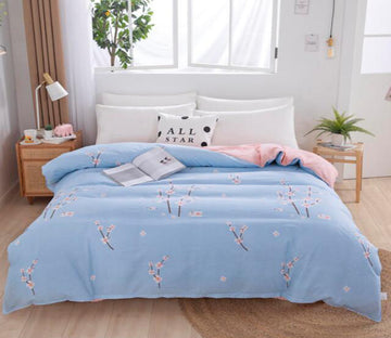 3D Light Blue Flower Branch 2065 Bed Pillowcases Quilt