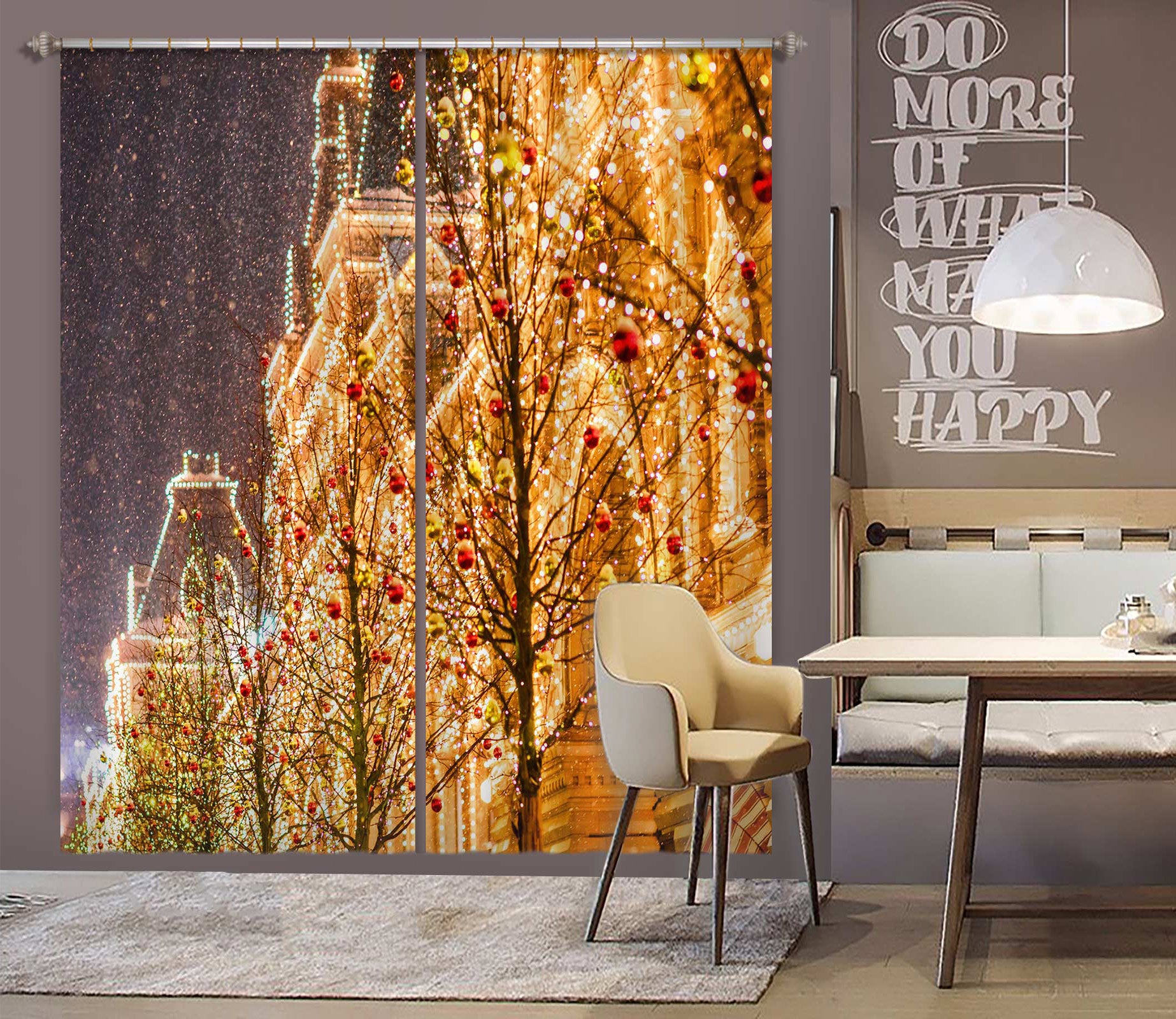 3D String Lights Building 52082 Christmas Curtains Drapes Xmas