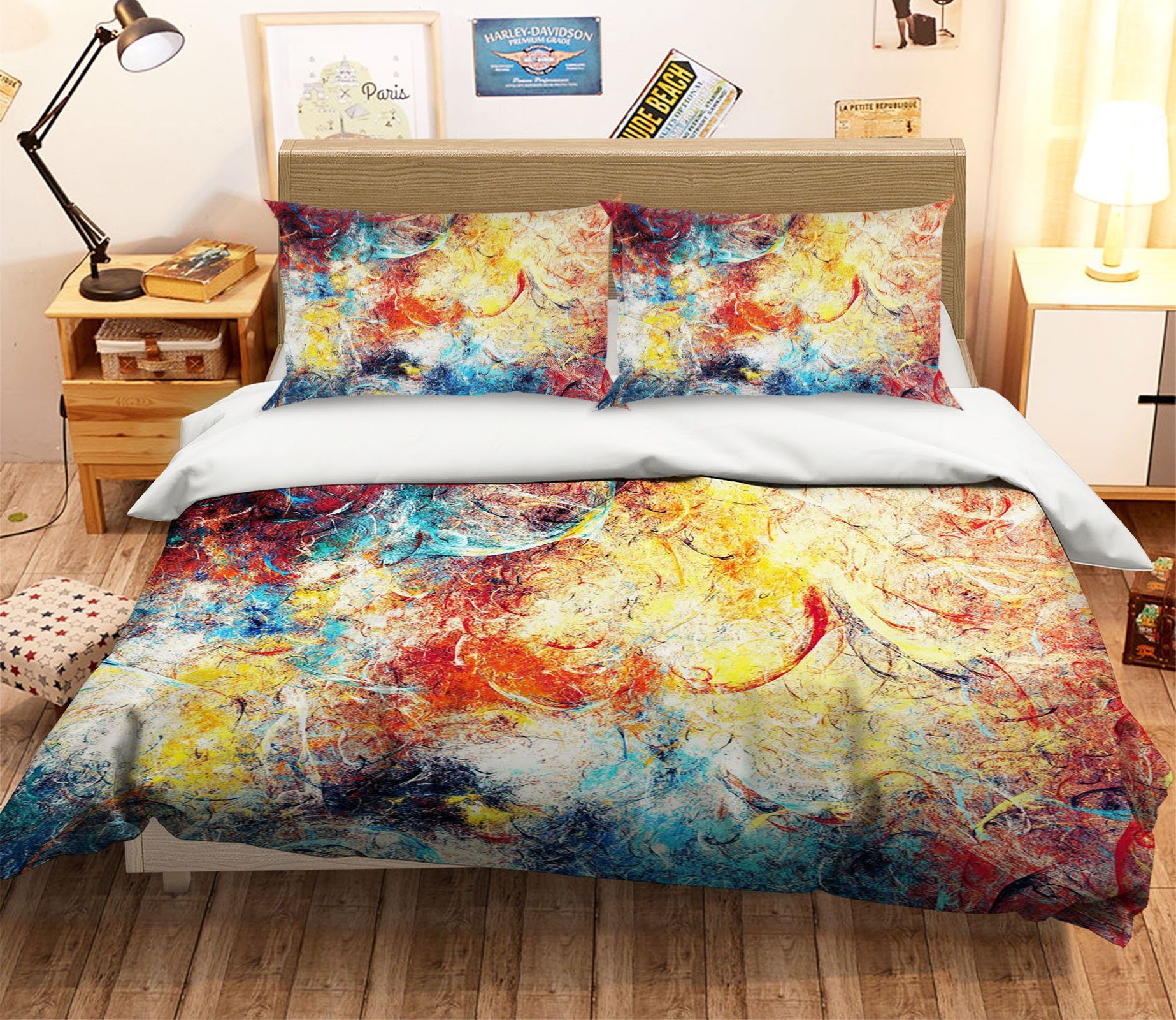 3D Abstract Color Painting 007 Bed Pillowcases Quilt Wallpaper AJ Wallpaper 