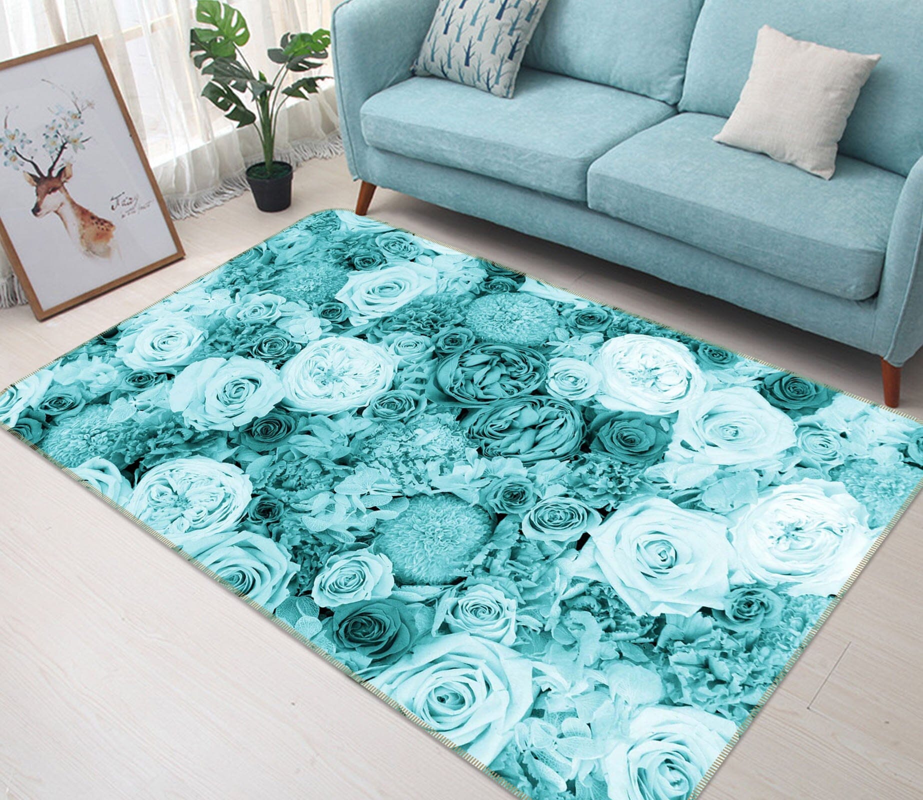 3D Rose Flower 1005 Noirblanc777 Rug Non Slip Rug Mat Mat AJ Creativity Home 