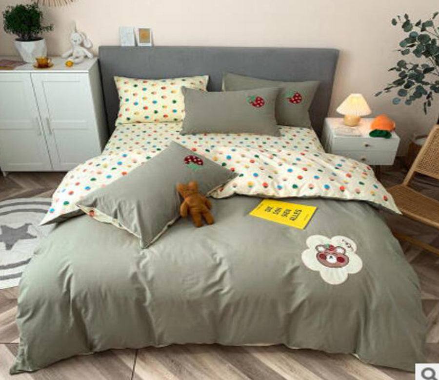 3D Green Color Wave Point 40196 Bed Pillowcases Quilt