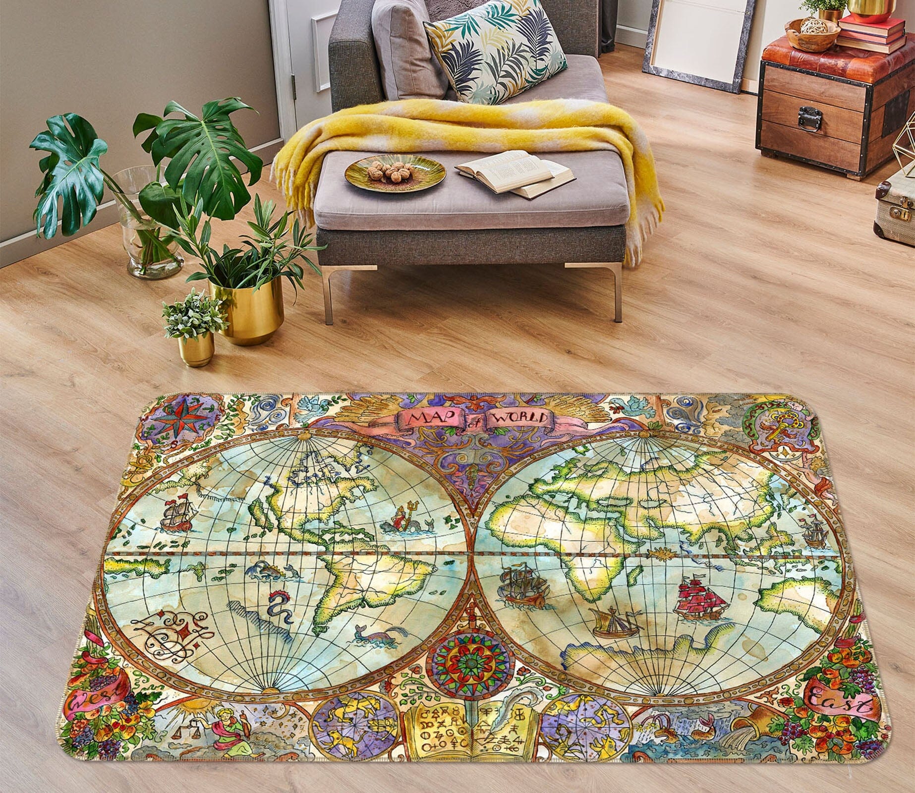 3D Valley River 260 World Map Non Slip Rug Mat Mat AJ Creativity Home 