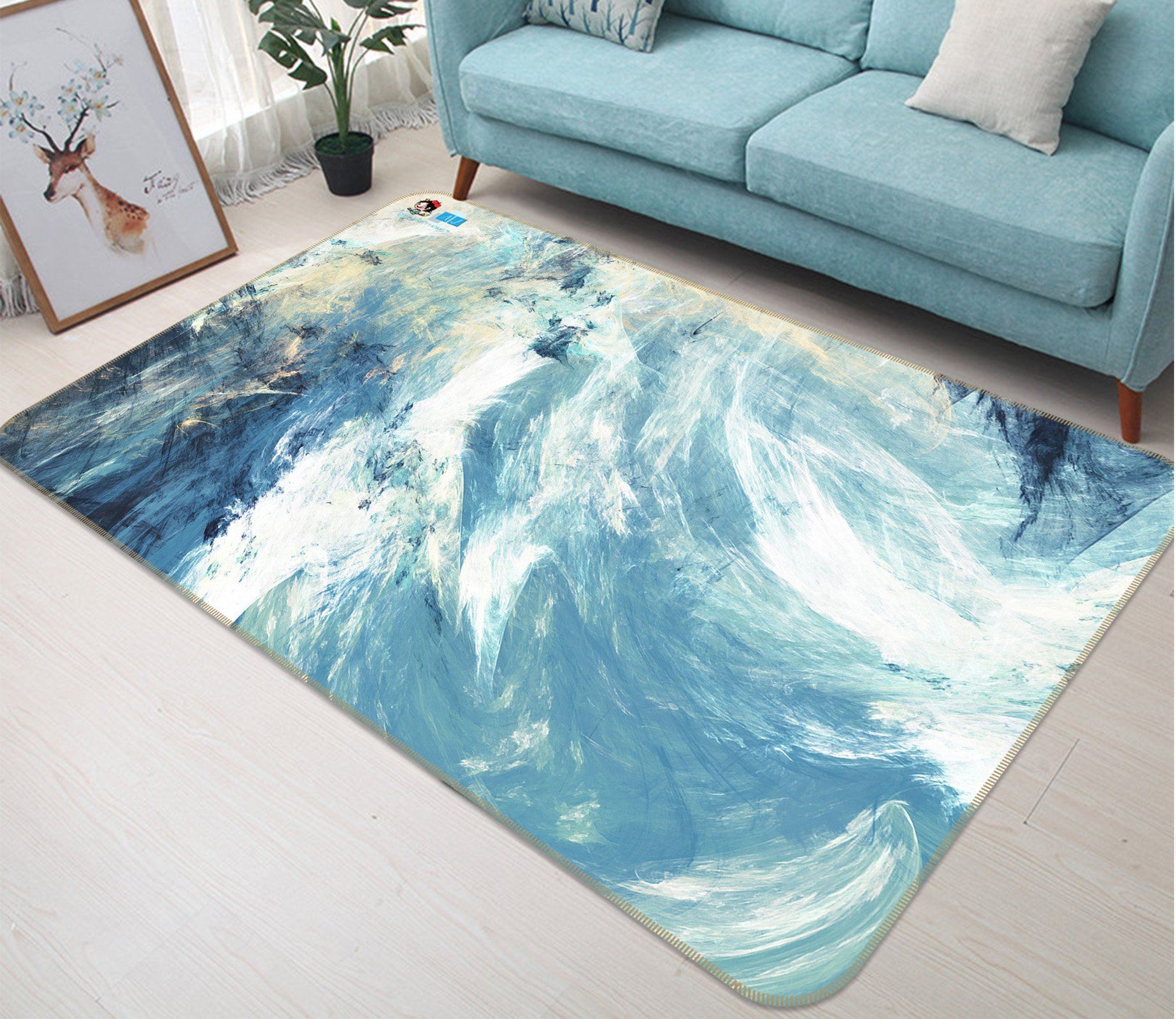 3D Light Blue Vortex Painting 12 Non Slip Rug Mat Mat AJ Creativity Home 