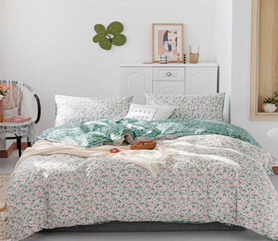 3D Small Green Floral 30037 Bed Pillowcases Quilt