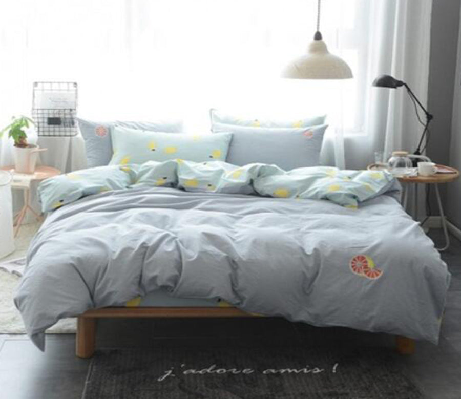 3D Gray Lemon 20279 Bed Pillowcases Quilt