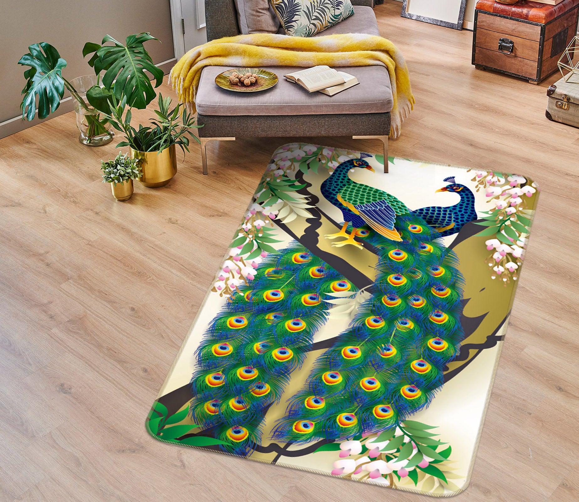 3D Peacock 26086 Non Slip Rug Mat