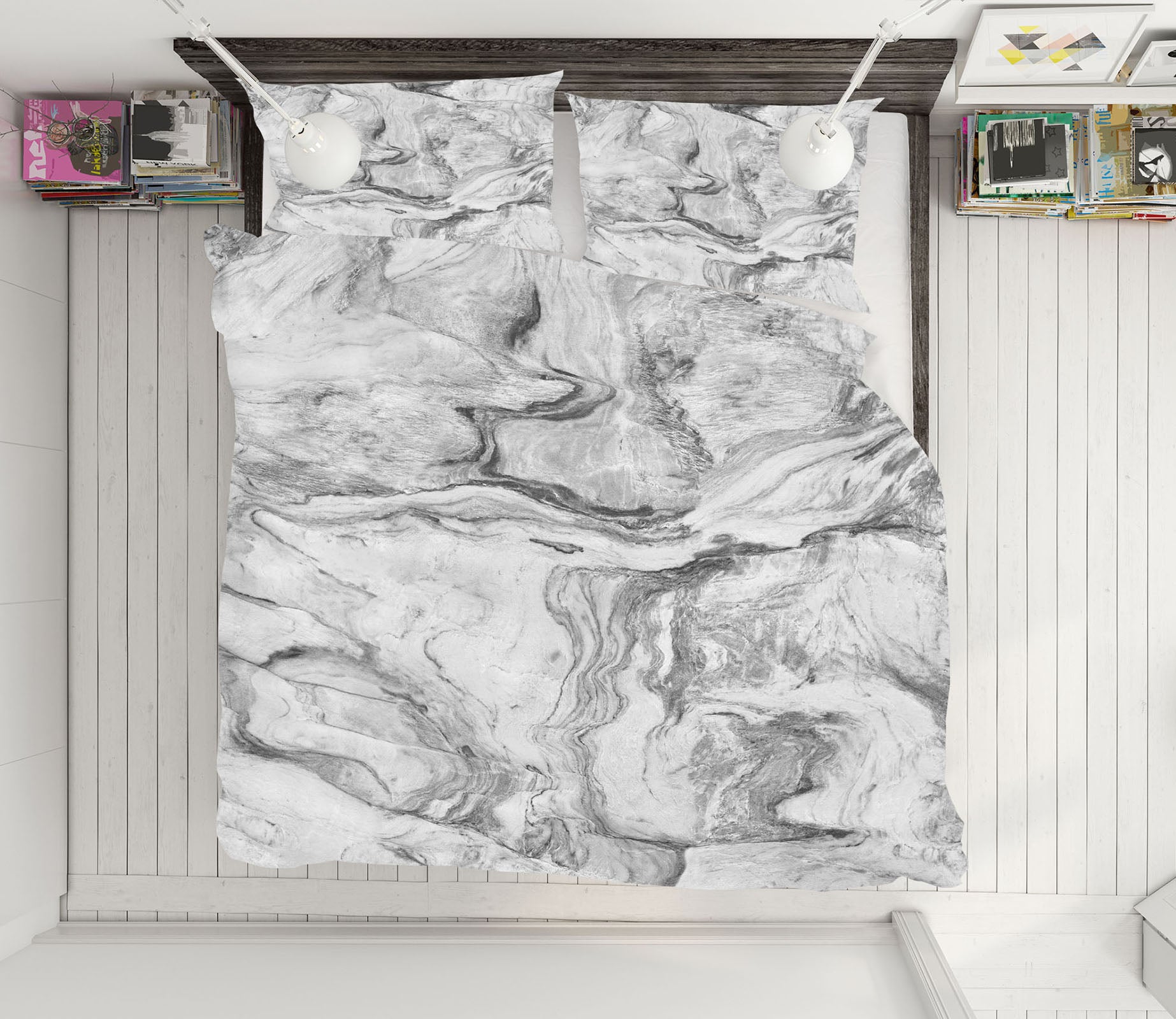3D Grey Marble 16009 Bed Pillowcases Quilt