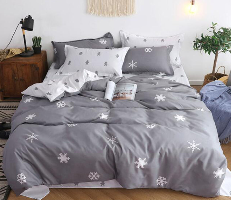 3D Gray Background Snowflake 12039 Bed Pillowcases Quilt
