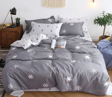 3D Gray Background Snowflake 12039 Bed Pillowcases Quilt
