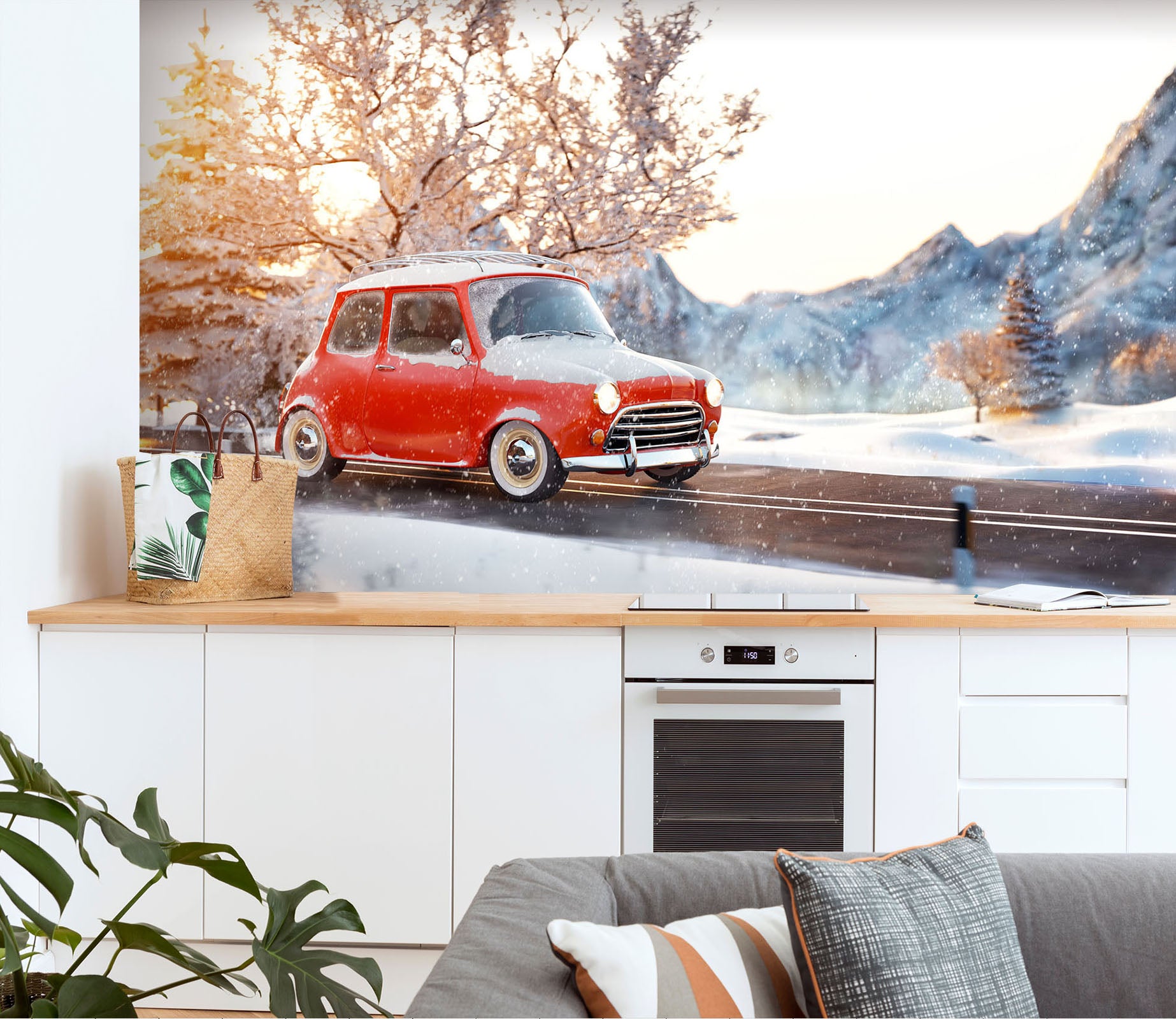 3D Snow Mountain Bike 361 Vehicle Wall Murals