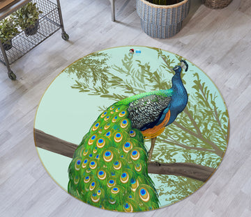 3D Peacock 75068 Round Non Slip Rug Mat