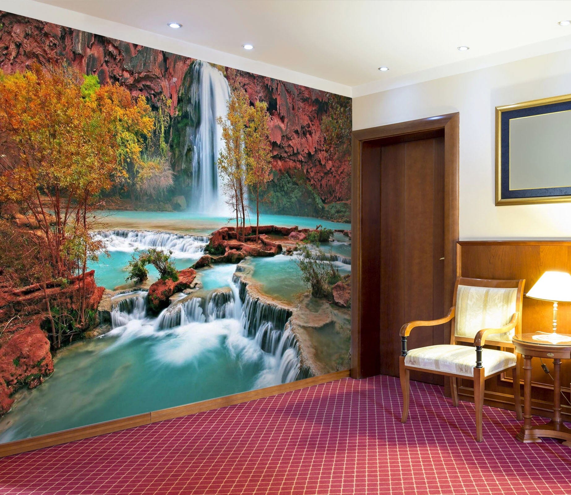 3D Waterfall Autumn 184 Wall Murals Wallpaper AJ Wallpaper 2 