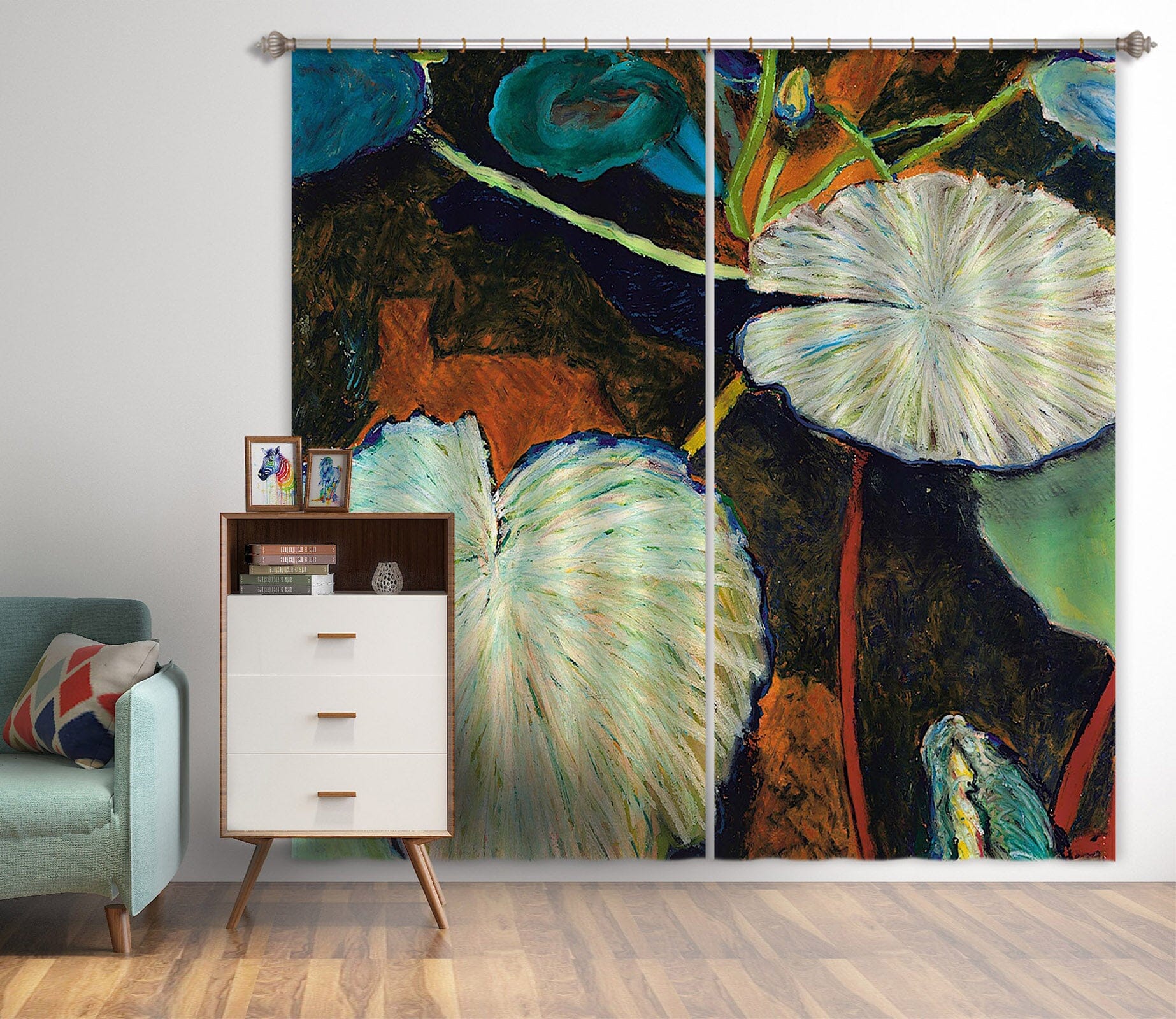 3D Painted Lotus Leaf 282 Allan P. Friedlander Curtain Curtains Drapes Curtains AJ Creativity Home 