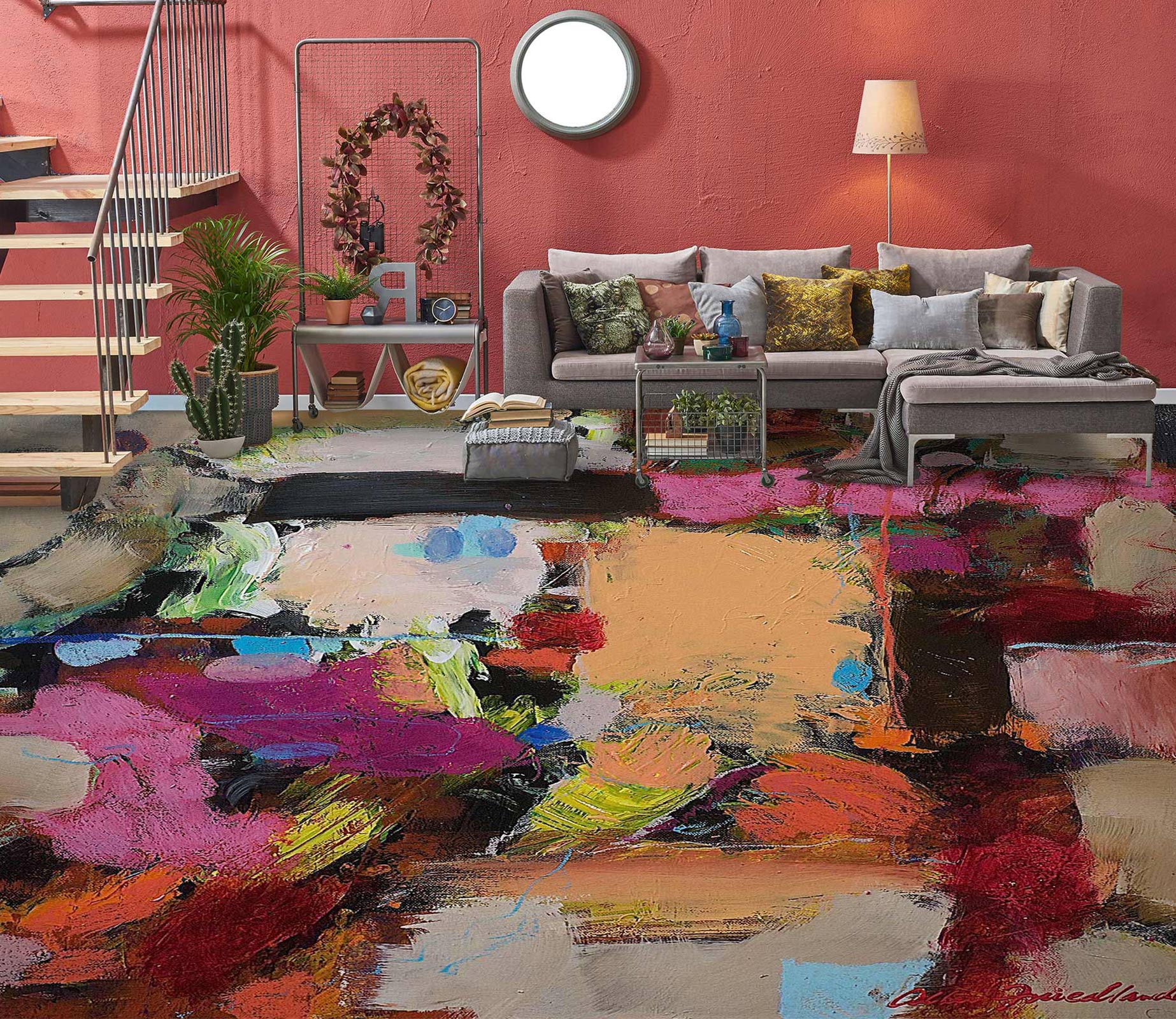 3D Color Paint Brush Pattern 9549 Allan P. Friedlander Floor Mural