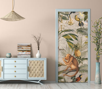 3D Grove Monkey Bird Pineapple 11939 Andrea Haase Door Mural