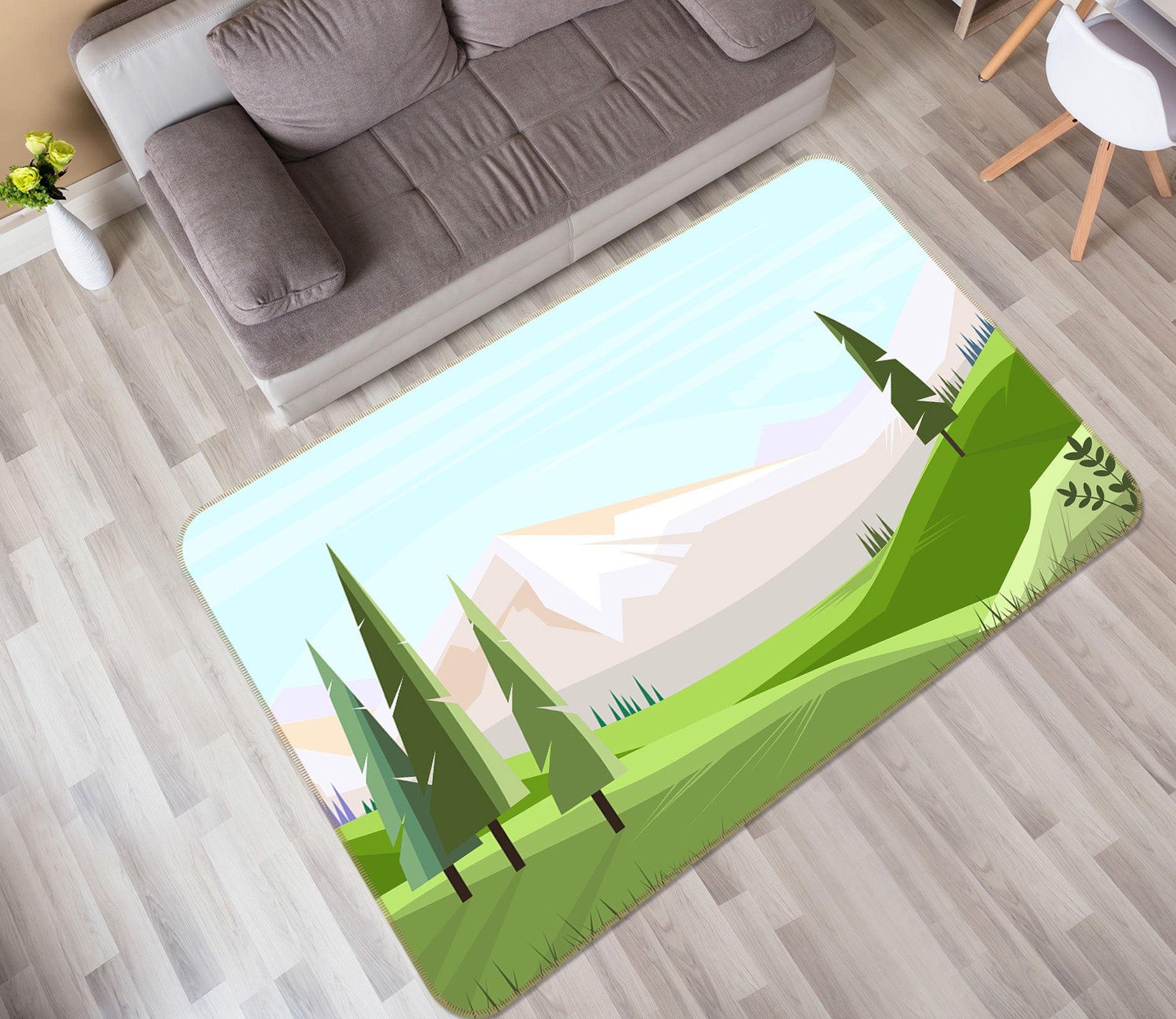 3D Green Grass Tree 36144 Non Slip Rug Mat