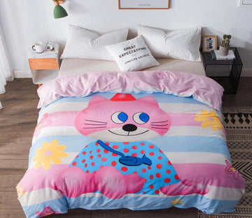 3D Color Pink Cat 3020 Bed Pillowcases Quilt