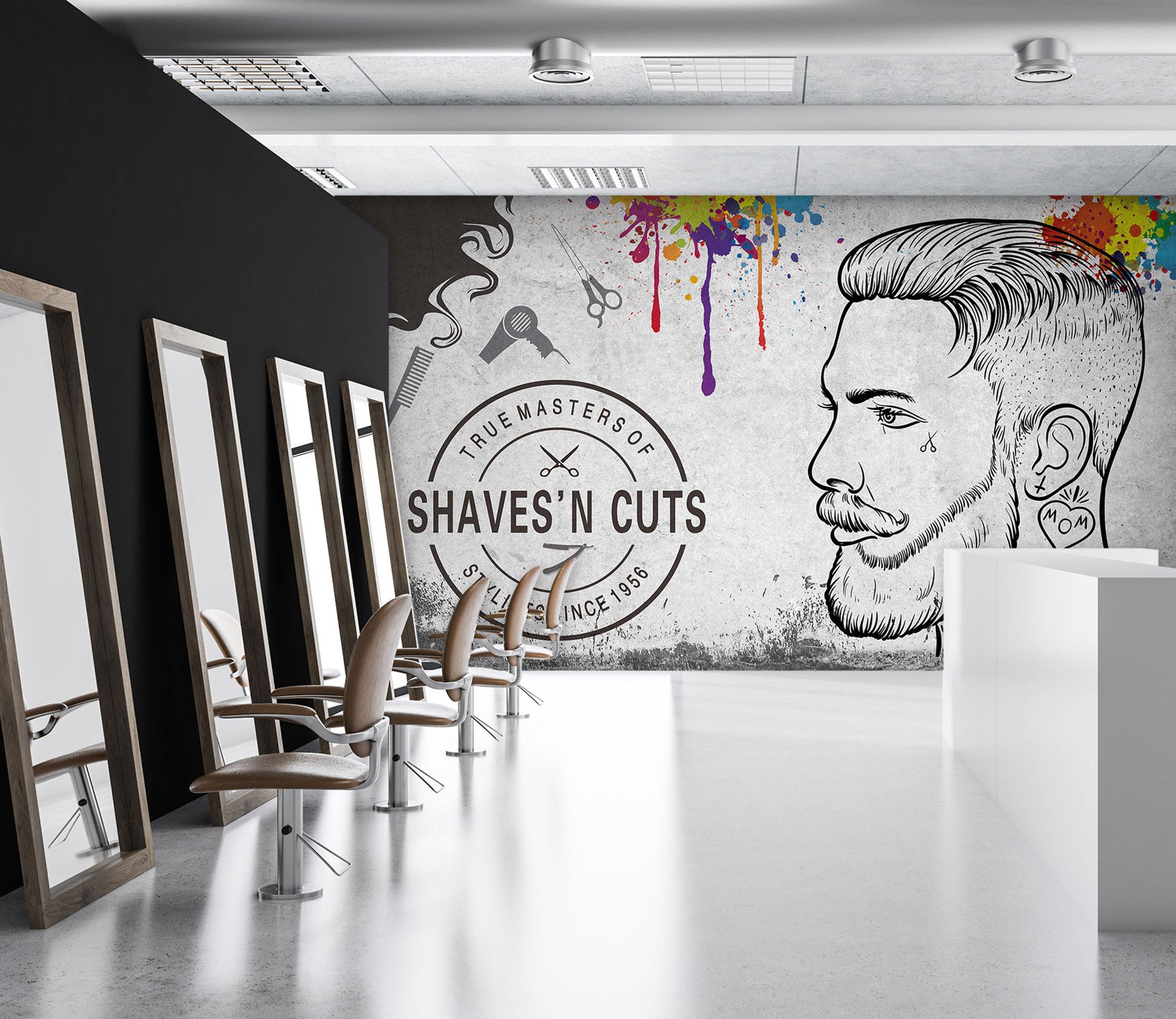 3D Man Sketch 066 Wall Murals