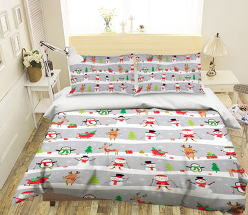 3D Santa Snowman Deer 61085 Bed Pillowcases Quilt
