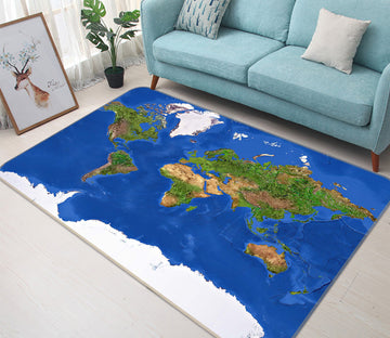 3D Island Forest 214 World Map Non Slip Rug Mat