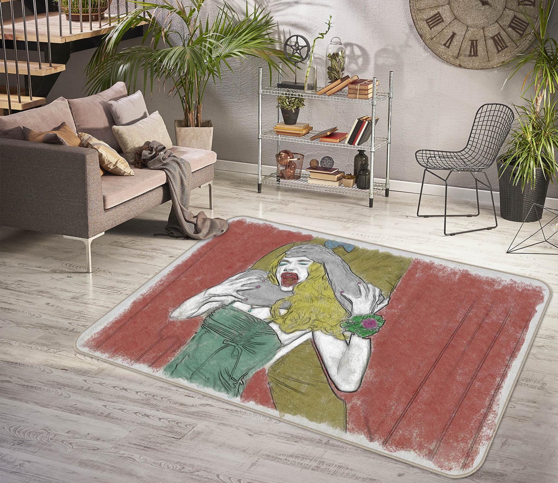3D Long Haired Girl 1008 Marco Cavazzana Rug Non Slip Rug Mat Mat AJ Creativity Home 