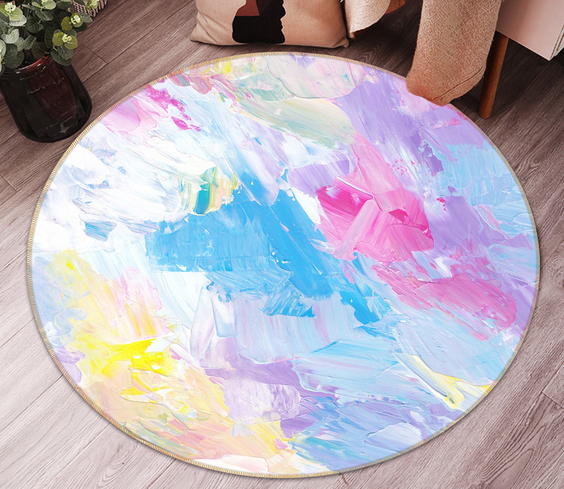 3D Color 71202 Round Non Slip Rug Mat